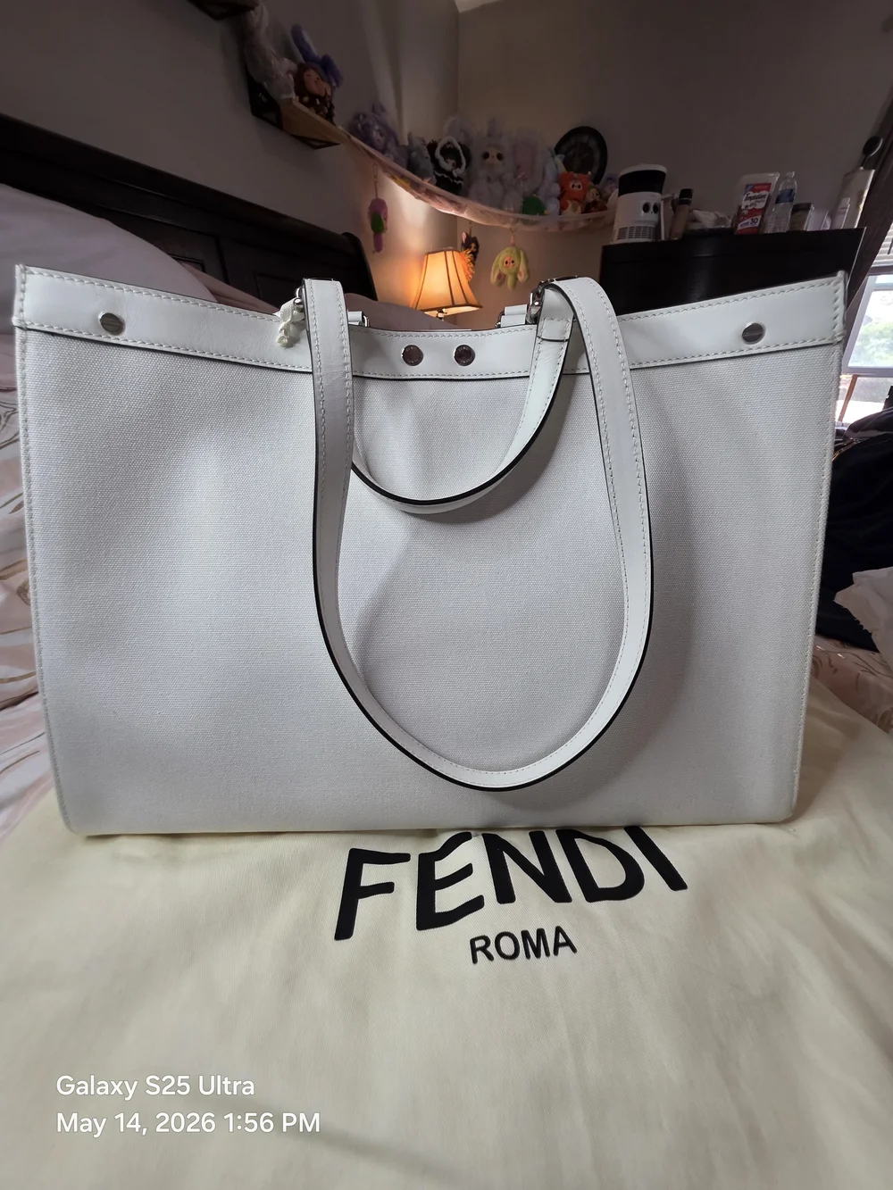 Fendi FF Canvas X-Tote Bag Black White Leather Trim Turn Lock. NWT. MFRP-$3800 - Picture 12 of 16